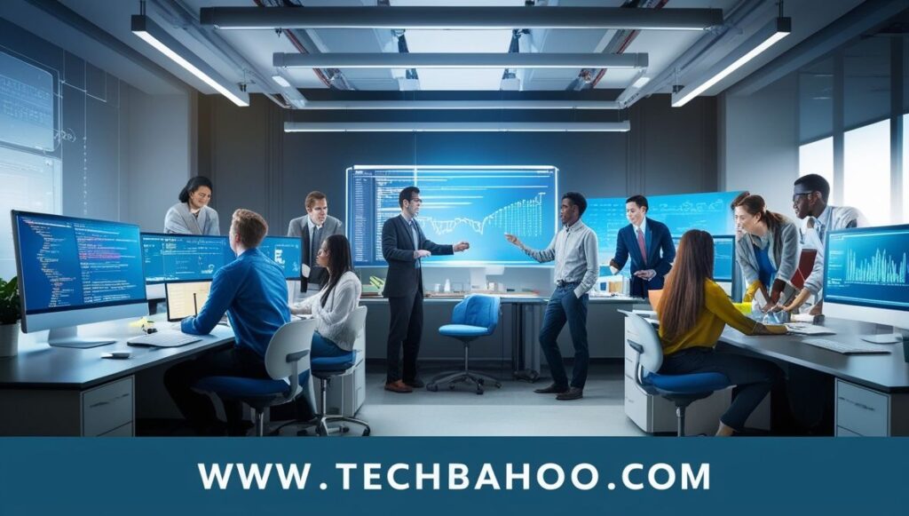 Students and faculty conducting AI and data science research at Emory University lab