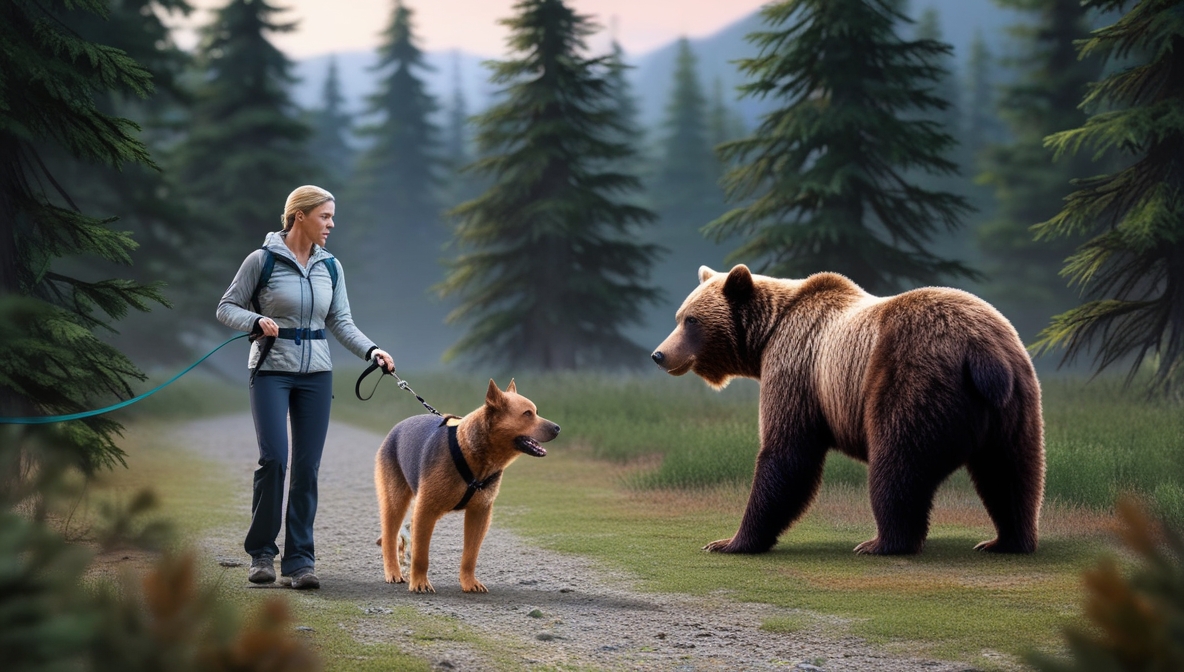 Grizzly Bear Dog Walker Encounter